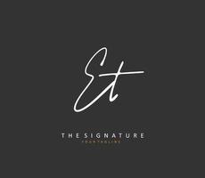 E T ET Initial letter handwriting and  signature logo. A concept handwriting initial logo with template element. vector