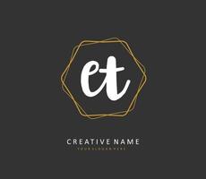 E T ET Initial letter handwriting and  signature logo. A concept handwriting initial logo with template element. vector