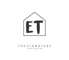 E T ET Initial letter handwriting and  signature logo. A concept handwriting initial logo with template element. vector