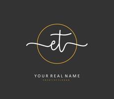 E T ET Initial letter handwriting and  signature logo. A concept handwriting initial logo with template element. vector