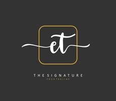 E T ET Initial letter handwriting and  signature logo. A concept handwriting initial logo with template element. vector