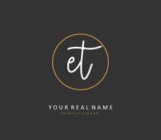 E T ET Initial letter handwriting and  signature logo. A concept handwriting initial logo with template element. vector