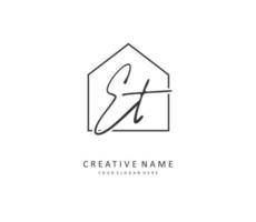 E T ET Initial letter handwriting and  signature logo. A concept handwriting initial logo with template element. vector