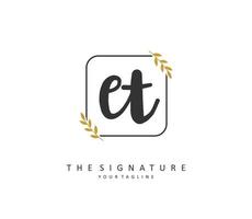 E T ET Initial letter handwriting and  signature logo. A concept handwriting initial logo with template element. vector