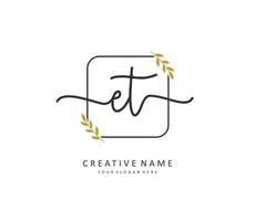 E T ET Initial letter handwriting and  signature logo. A concept handwriting initial logo with template element. vector