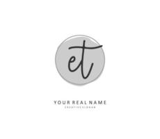 E T ET Initial letter handwriting and  signature logo. A concept handwriting initial logo with template element. vector