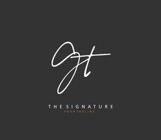 G T GT Initial letter handwriting and  signature logo. A concept handwriting initial logo with template element. vector