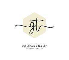 G T GT Initial letter handwriting and  signature logo. A concept handwriting initial logo with template element. vector