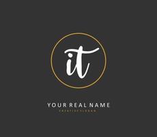 I T IT Initial letter handwriting and  signature logo. A concept handwriting initial logo with template element. vector