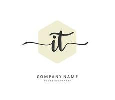 I T IT Initial letter handwriting and  signature logo. A concept handwriting initial logo with template element. vector