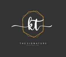 K T KT Initial letter handwriting and  signature logo. A concept handwriting initial logo with template element. vector