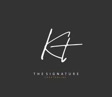 K T KT Initial letter handwriting and  signature logo. A concept handwriting initial logo with template element. vector