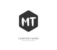 M T MT Initial letter handwriting and  signature logo. A concept handwriting initial logo with template element. vector