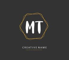 M T MT Initial letter handwriting and  signature logo. A concept handwriting initial logo with template element. vector