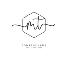 M T MT Initial letter handwriting and  signature logo. A concept handwriting initial logo with template element. vector