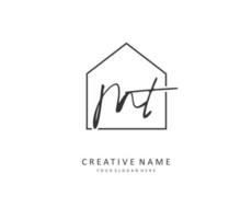 M T MT Initial letter handwriting and  signature logo. A concept handwriting initial logo with template element. vector