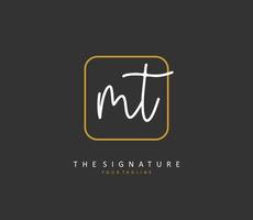 M T MT Initial letter handwriting and  signature logo. A concept handwriting initial logo with template element. vector