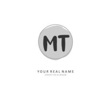 M T MT Initial letter handwriting and  signature logo. A concept handwriting initial logo with template element. vector