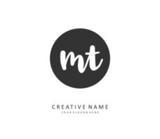 M T MT Initial letter handwriting and  signature logo. A concept handwriting initial logo with template element. vector