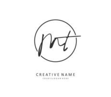 M T MT Initial letter handwriting and  signature logo. A concept handwriting initial logo with template element. vector