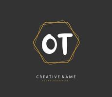 O T OT Initial letter handwriting and  signature logo. A concept handwriting initial logo with template element. vector