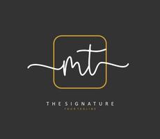 M T MT Initial letter handwriting and  signature logo. A concept handwriting initial logo with template element. vector