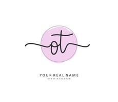 O T OT Initial letter handwriting and  signature logo. A concept handwriting initial logo with template element. vector