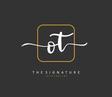 O T OT Initial letter handwriting and  signature logo. A concept handwriting initial logo with template element. vector