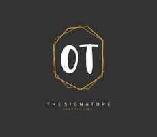 O T OT Initial letter handwriting and  signature logo. A concept handwriting initial logo with template element. vector