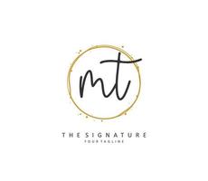 M T MT Initial letter handwriting and  signature logo. A concept handwriting initial logo with template element. vector