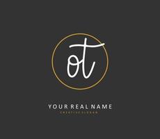 O T OT Initial letter handwriting and  signature logo. A concept handwriting initial logo with template element. vector