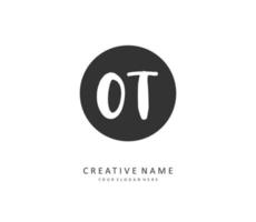 O T OT Initial letter handwriting and  signature logo. A concept handwriting initial logo with template element. vector