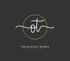 O T OT Initial letter handwriting and  signature logo. A concept handwriting initial logo with template element. vector