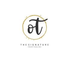 O T OT Initial letter handwriting and  signature logo. A concept handwriting initial logo with template element. vector