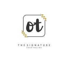 O T OT Initial letter handwriting and  signature logo. A concept handwriting initial logo with template element. vector