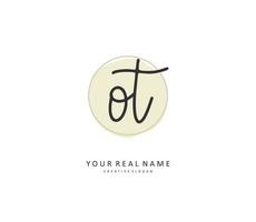 O T OT Initial letter handwriting and  signature logo. A concept handwriting initial logo with template element. vector