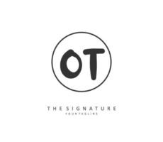 O T OT Initial letter handwriting and  signature logo. A concept handwriting initial logo with template element. vector