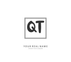 Q T QT Initial letter handwriting and  signature logo. A concept handwriting initial logo with template element. vector