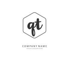 Q T QT Initial letter handwriting and  signature logo. A concept handwriting initial logo with template element. vector