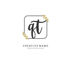 Q T QT Initial letter handwriting and  signature logo. A concept handwriting initial logo with template element. vector