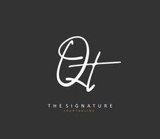 Q T QT Initial letter handwriting and  signature logo. A concept handwriting initial logo with template element. vector