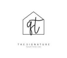 Q T QT Initial letter handwriting and  signature logo. A concept handwriting initial logo with template element. vector