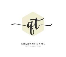 Q T QT Initial letter handwriting and  signature logo. A concept handwriting initial logo with template element. vector