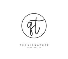 Q T QT Initial letter handwriting and  signature logo. A concept handwriting initial logo with template element. vector