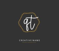 Q T QT Initial letter handwriting and  signature logo. A concept handwriting initial logo with template element. vector