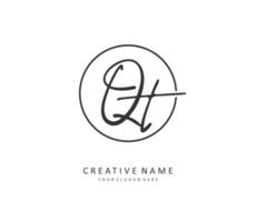 Q T QT Initial letter handwriting and  signature logo. A concept handwriting initial logo with template element. vector