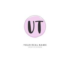 U T UT Initial letter handwriting and  signature logo. A concept handwriting initial logo with template element. vector