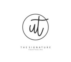 U T UT Initial letter handwriting and  signature logo. A concept handwriting initial logo with template element. vector