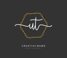 U T UT Initial letter handwriting and  signature logo. A concept handwriting initial logo with template element. vector