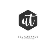 U T UT Initial letter handwriting and  signature logo. A concept handwriting initial logo with template element. vector